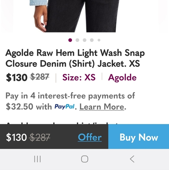 Agolde Raw Hem Light Washed Denim Jacket SIze Small - Picture 4 of 12